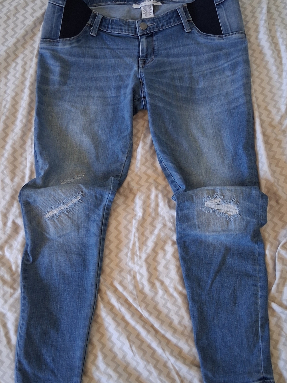 Liz Lange Blue Skinny Maternity Jeans with Black Panels Size Medium